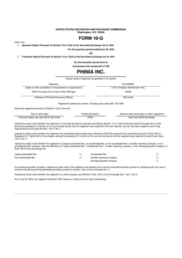 Miniature PHINIA 10-Q Rapport trimestriel 2024 