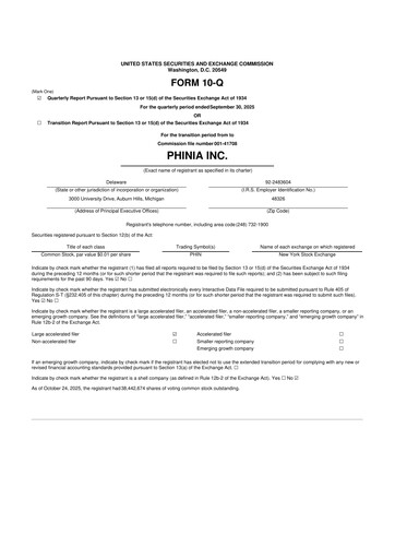 Miniature PHINIA 10-Q Rapport trimestriel 2025 