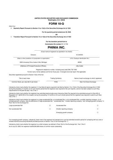 Thumbnail PHINIA 10-Q Quarterly Report FY2026 