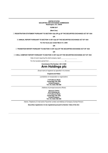 Thumbnail Arm Holdings 20-F Annual Report 2026