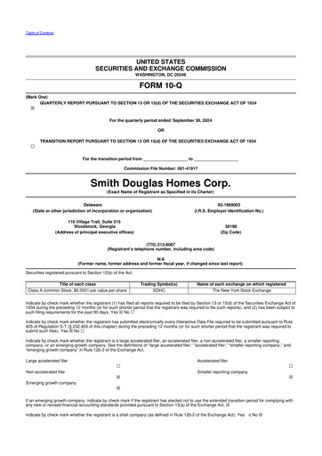 Thumbnail Smith Douglas Homes 10-Q Quarterly Report FY2024 