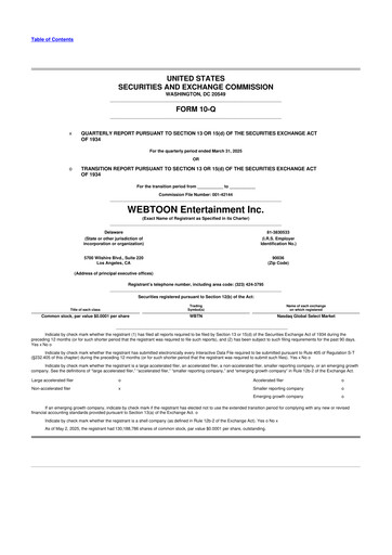 Thumbnail WEBTOON Entertainment 10-Q Quarterly Report FY2025 