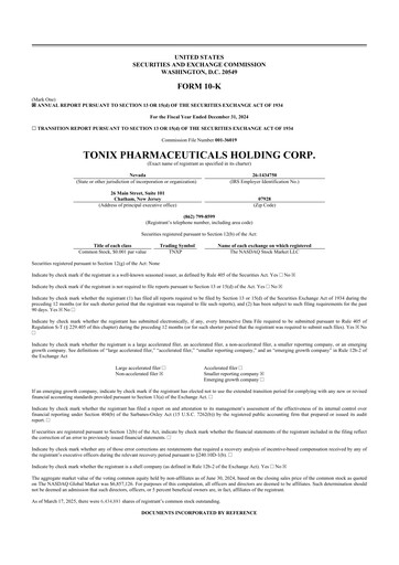 Vorschaubild Tonix Pharmaceuticals 10-K Jahresbericht 2024