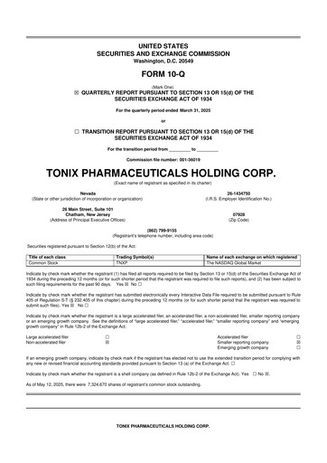 Thumbnail Tonix Pharmaceuticals 10-Q Quarterly Report FY2025 