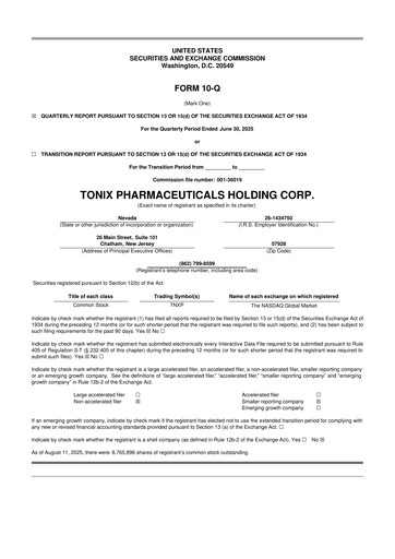 Thumbnail Tonix Pharmaceuticals 10-Q Quarterly Report FY2025 
