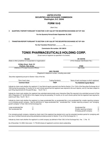 Thumbnail Tonix Pharmaceuticals 10-Q Quarterly Report FY2025 