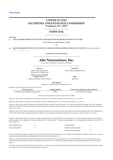 Miniature Alto Neuroscience 10-K Rapport annuel 2024