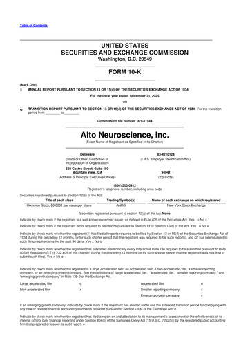 Miniature Alto Neuroscience 10-K Rapport annuel 2025