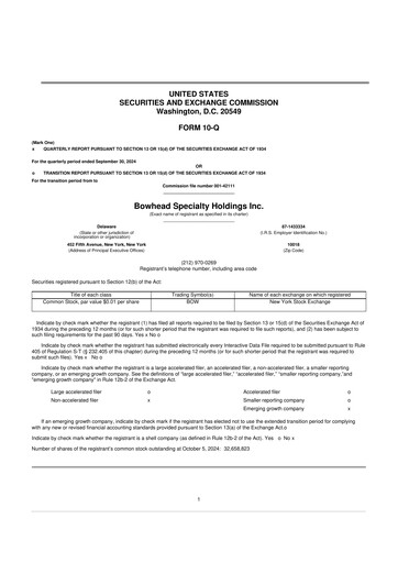 Vorschaubild Bowhead Specialty Holdings 10-Q Quartalsbericht 2024 