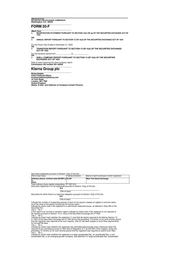 Thumbnail Klarna 20-F Annual Report 2025