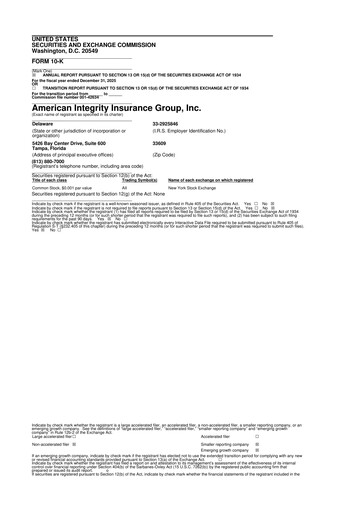 Vorschaubild American Integrity Insurance Group 10-K Jahresbericht 2025
