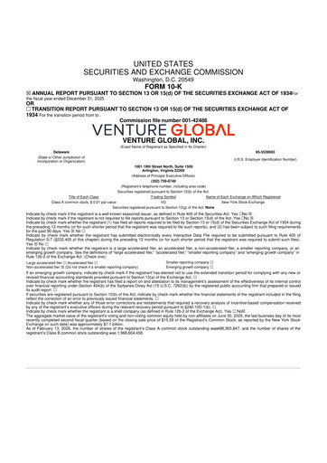 Thumbnail Venture Global 10-K Annual Report 2025