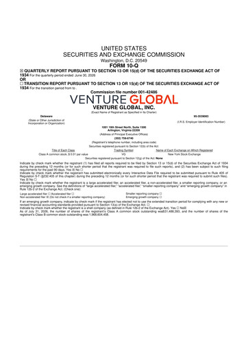 Miniature Venture Global 10-Q Rapport trimestriel 2026 