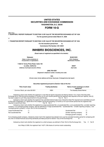 Miniature Inhibrx Biosciences 10-Q Rapport trimestriel  