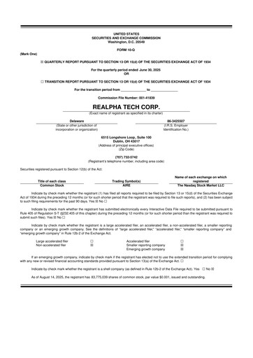 Thumbnail reAlpha Tech 10-Q Quarterly Report FY2025 