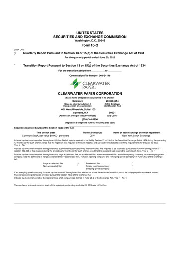 Thumbnail Clearwater Paper 10-Q Quarterly Report FY2025 