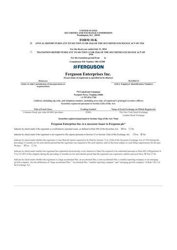 Thumbnail Ferguson Enterprises 10-K Annual Report 2024