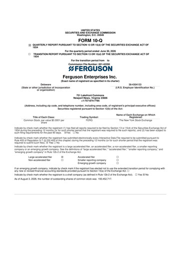 Thumbnail Ferguson Enterprises 10-Q Quarterly Report FY2026 