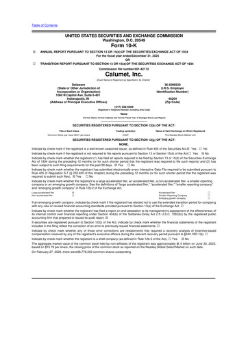 Thumbnail Calumet, Inc. 10-K Annual Report 2025
