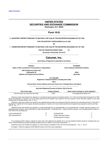 Thumbnail Calumet, Inc. 10-Q Quarterly Report FY2026 