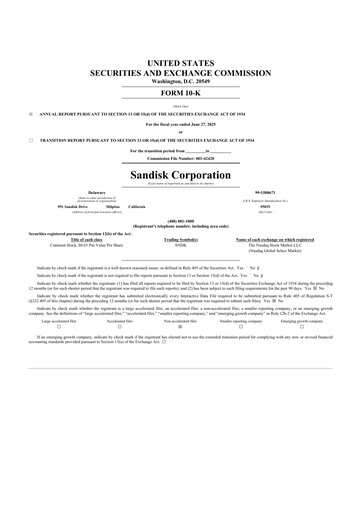 Thumbnail Sandisk 10-K Annual Report 2025