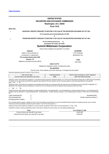 Thumbnail Summit Midstream 10-Q Quarterly Report FY2025 