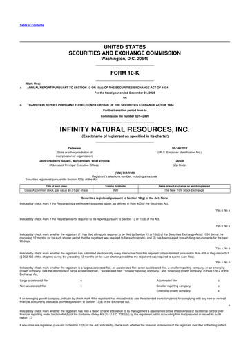 Thumbnail Infinity Natural Resources 10-K Annual Report 2025