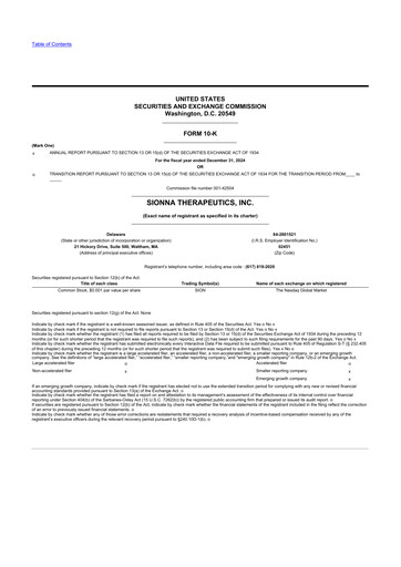 Vorschaubild Sionna Therapeutics 10-K Jahresbericht 