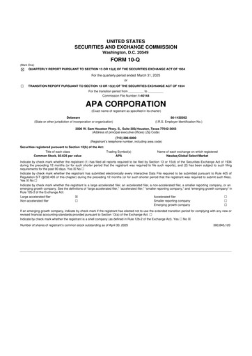 Miniature APA Corporation 10-Q Rapport trimestriel 2025 