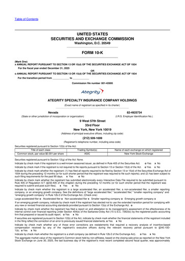 Thumbnail Ategrity Specialty Insurance Company 10-K Annual Report 2025