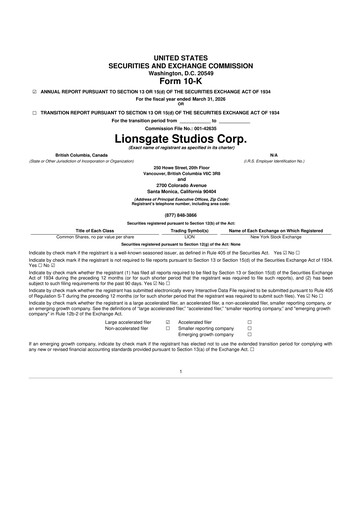 Thumbnail Lionsgate Studios 10-K Annual Report 2026