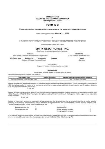 Thumbnail Qnity Electronics 10-Q Quarterly Report FY 