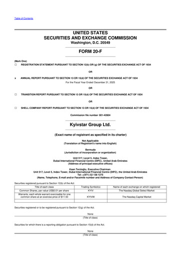 Thumbnail Kyivstar Group 20-F Annual Report 2025