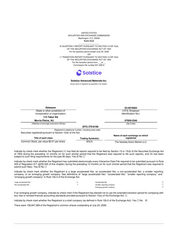 Thumbnail Solstice Advanced Materials 10-Q Quarterly Report FY2026 