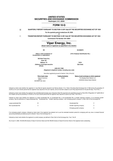 Thumbnail Viper Energy 10-Q Quarterly Report FY2026 