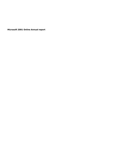 Thumbnail Microsoft Annual Report 2001