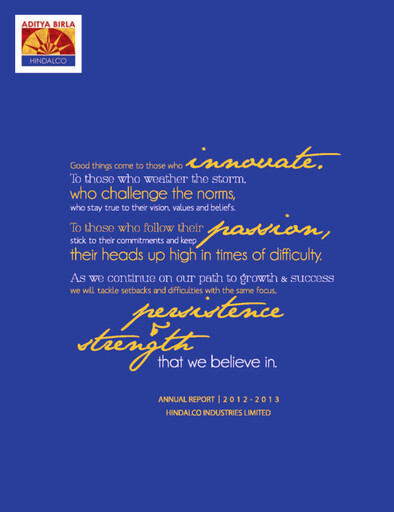 Thumbnail Hindalco Industries
 Annual Report 2013-2012