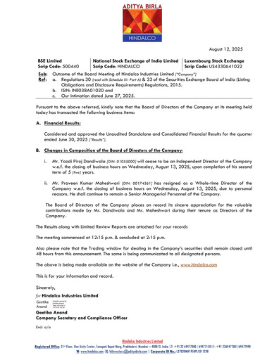 Thumbnail Hindalco Industries
 Quarterly Report 2025-q1