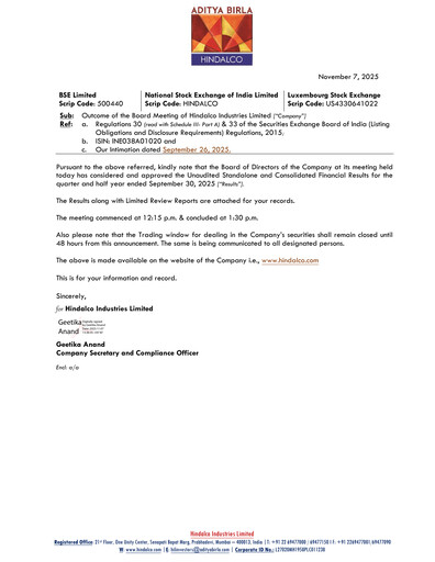Thumbnail Hindalco Industries
 Quarterly Report 2025-q2