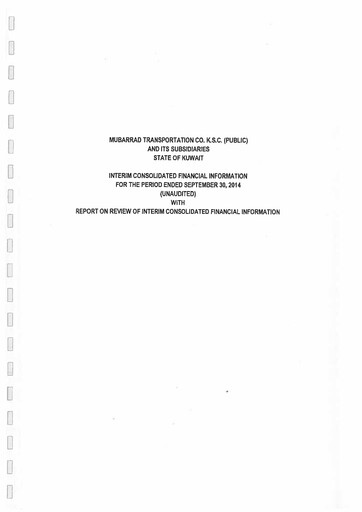 Miniature Mubarrad Holding Company Bilan financier 2014-9m