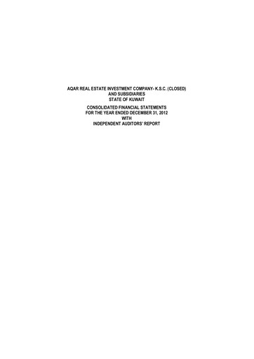 Thumbnail Aqar Real Estate Investments Company Financial Statement 2012