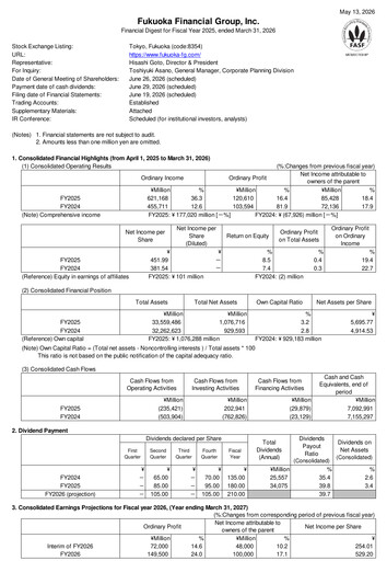Thumbnail Fukuoka Financial Group Financial Statement 2026