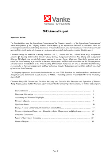 Miniature Vanke
 Rapport annuel 2013