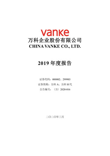 Miniature Vanke
 Rapport annuel 2019
