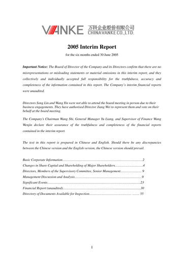 Miniature Vanke
 Rapport semestriel 2005-h1