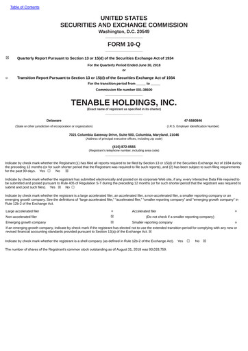 Thumbnail Tenable Quarterly Report 2018-q2