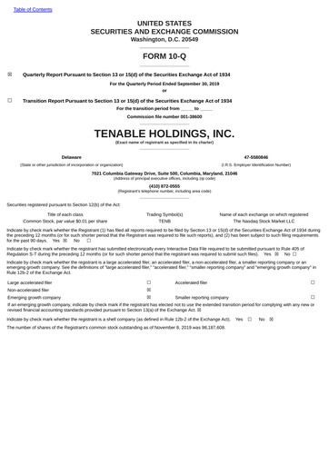 Thumbnail Tenable Quarterly Report 2019-q3