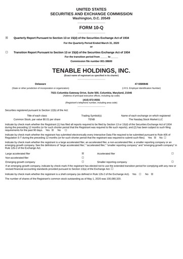 Thumbnail Tenable Quarterly Report 2020-q1