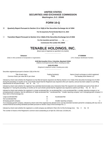 Thumbnail Tenable Quarterly Report 2023-q1