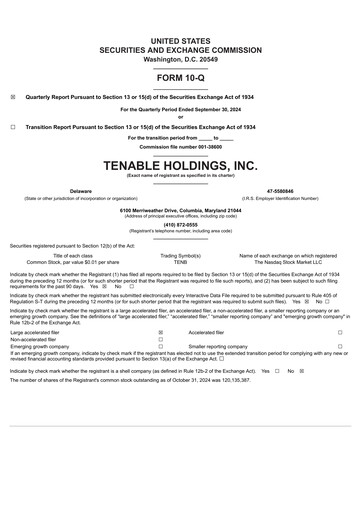Thumbnail Tenable Quarterly Report 2024-q3